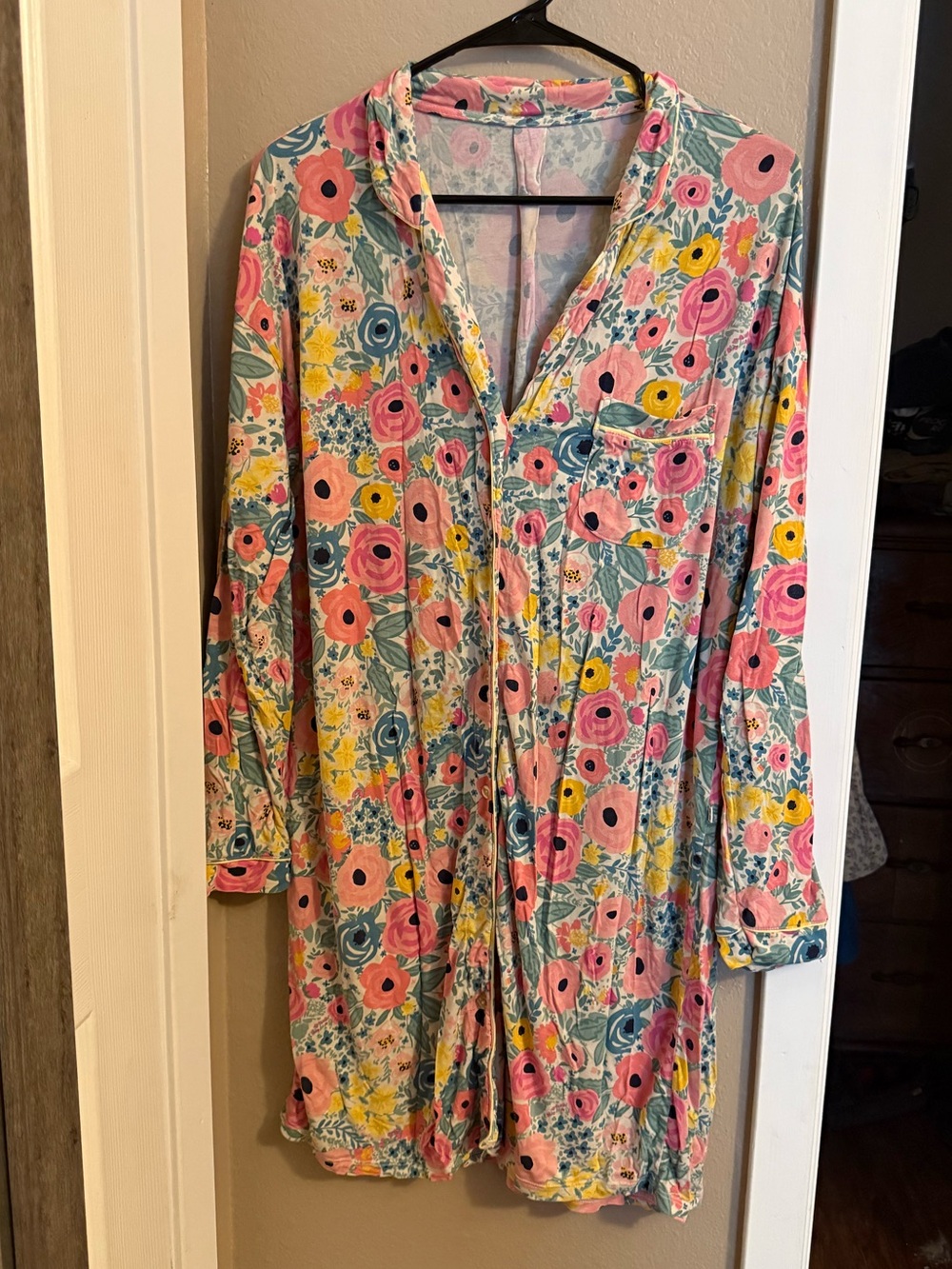 Little Sleepies Bamboo Women’s Nightgown Secret Garden Button Down Sleep Shirt